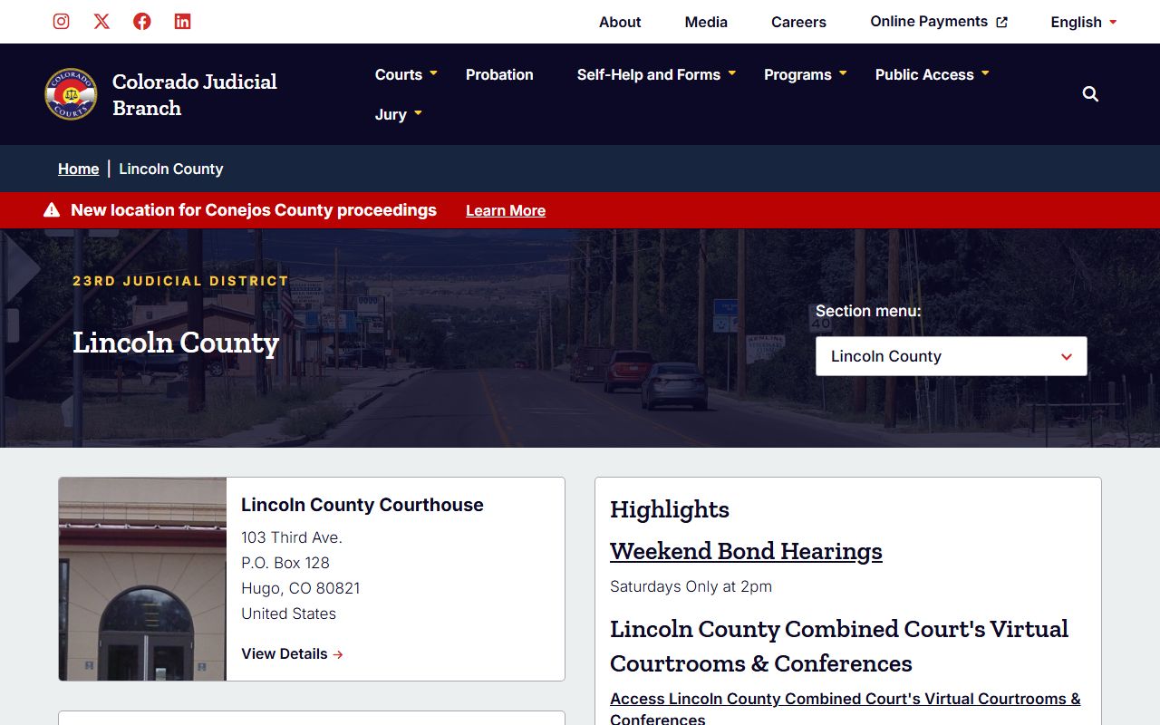 Lincoln County court page for civil court records